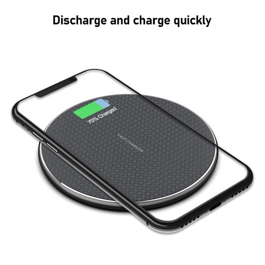 K8 15W Aluminum Alloy Round Desktop Wireless Charger with 1m Type-C Fast Charging Cable(Black) by buy2fix
