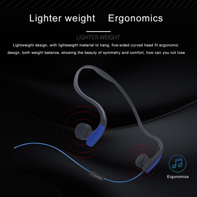 Rear Hanging Wire-Controlled Bone Conduction Outdoor Sports Headphone(Blue) - Sport Earphone by buy2fix | Online Shopping UK | buy2fix