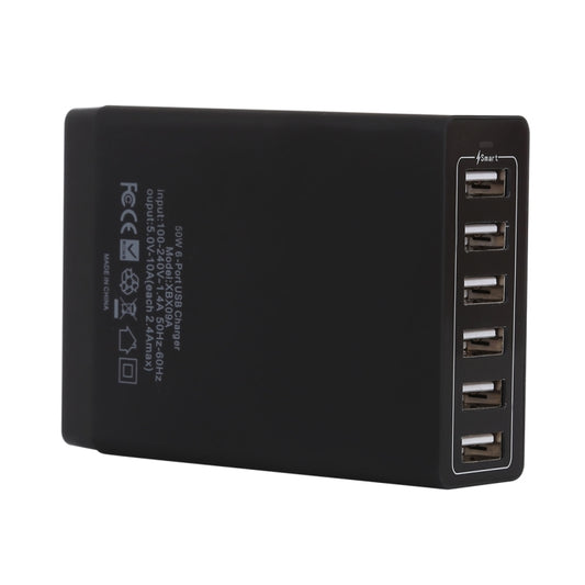 XBX09A 50W 5V 2.4A 6 USB Ports Quick Charger Travel Charger(Black) by buy2fix