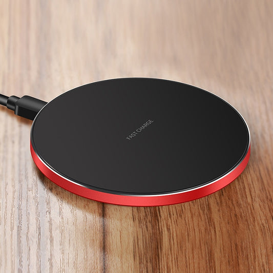 GY-68 Ultra-Thin Aluminum Alloy Wireless Fast Charging Qi Charger Pad(Black Red) by buy2fix