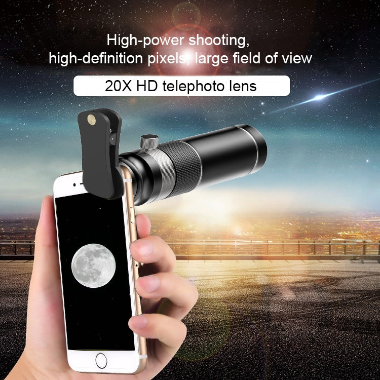 Universal 20X Mobile Phone HD Telephoto Telescope Lens with Tripod & Clip by buy2fix