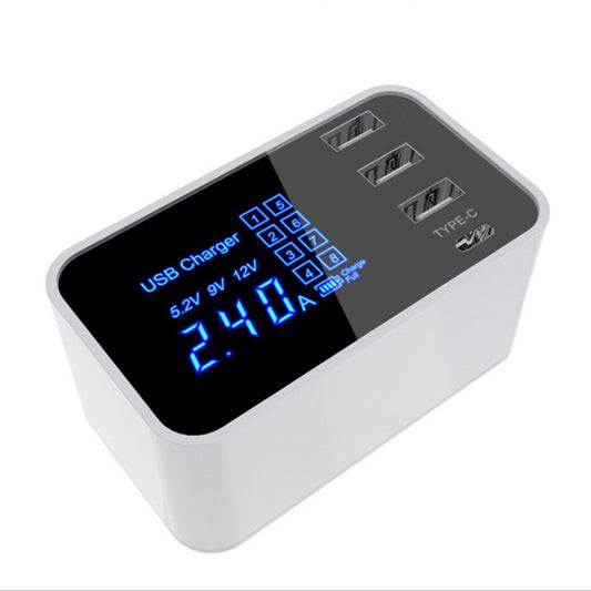CDA30 20W 3 USB Ports + USB-C / Type-C Ports Multi-function Charger with LED Display, EU Plug by buy2fix