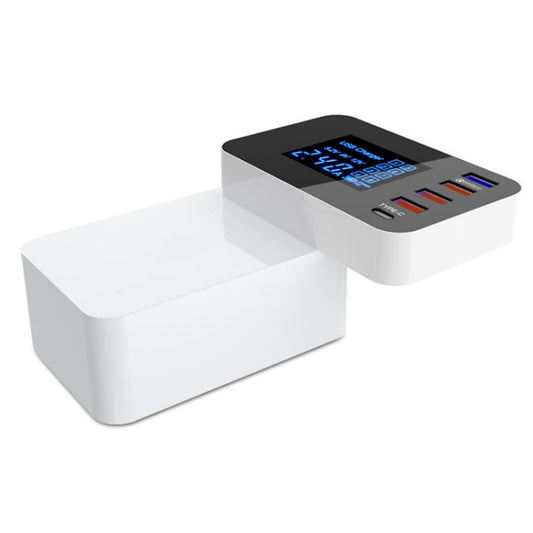 CDA33Q 40W QC 3.0 USB + 3 USB Ports + USB-C / Type-C Ports Multi-function Charger with LED Display, EU Plug by buy2fix
