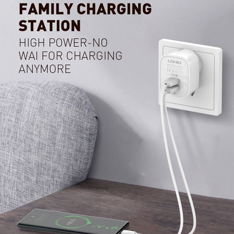 LDNIO A201 2.4A Dual USB Charging Head Travel Direct Charge Mobile Phone Adapter Charger With Micro USB Data Cable(US Plug) by LDNIO