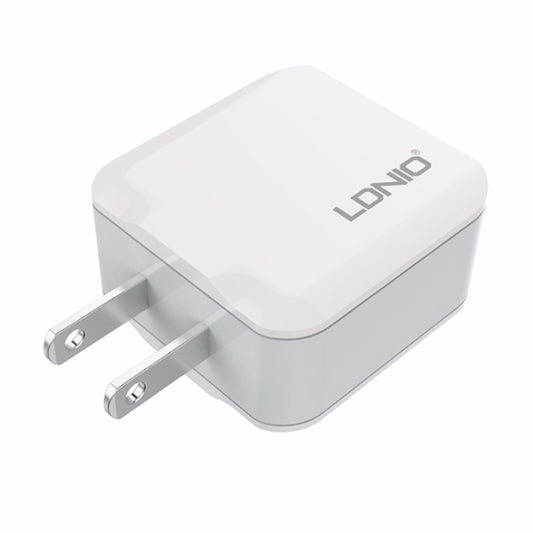 LDNIO A2201 2.4A Dual USB Charging Head Travel Direct Charge Mobile Phone Adapter Charger With 8 Pin Data Cable (US Plug) by LDNIO