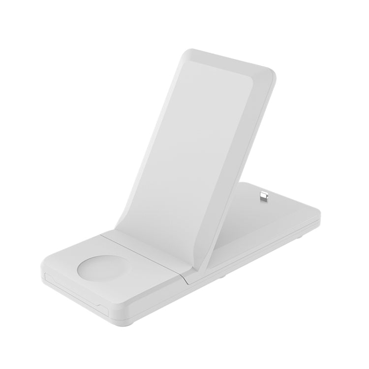 H6 3 in 1 Portable Folding Wireless Charger for iPhone + iWatch + AirPods(White) - Wireless Charger by buy2fix | Online Shopping UK | buy2fix