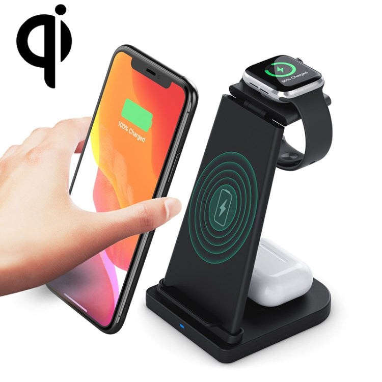 HQ-UD21 3 in 1 Folding Mobile Phone Watch Multi-Function Charging Stand Wireless Charger for iPhones & Apple Watch & Airpods (Black) - Wireless Charger by buy2fix | Online Shopping UK | buy2fix