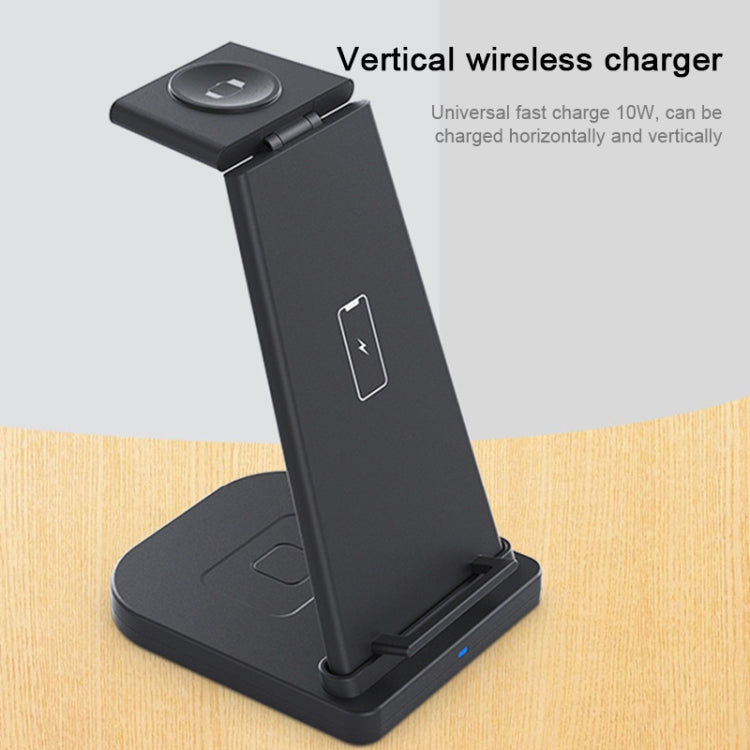 HQ-UD21 3 in 1 Folding Mobile Phone Watch Multi-Function Charging Stand Wireless Charger for iPhones & Apple Watch & Airpods (Black) - Wireless Charger by buy2fix | Online Shopping UK | buy2fix