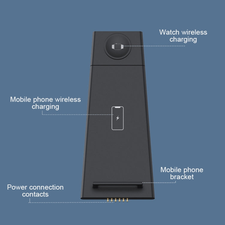 HQ-UD21 3 in 1 Folding Mobile Phone Watch Multi-Function Charging Stand Wireless Charger for iPhones & Apple Watch & Airpods (Black) - Wireless Charger by buy2fix | Online Shopping UK | buy2fix