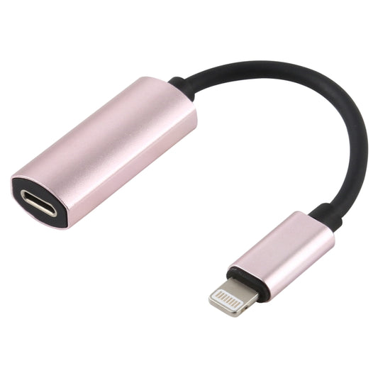 2 in 1 8 Pin Male to Dual 8 Pin Female Charging and Listening to Music Audio Earphone Adapter, Compatible with All IOS Systems(Rose Gold) by buy2fix