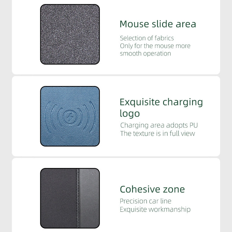 OJD-36 QI Standard 10W Lighting Wireless Charger Rubber Mouse Pad, Size: 26.2 x 19.8 x 0.65cm (Blue) - Apple Accessories by buy2fix | Online Shopping UK | buy2fix