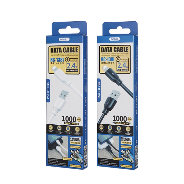 REMAX RC-138i 2.4A USB to 8 Pin Suji Pro Fast Charging Data Cable, Cable Length: 1m (White) by REMAX