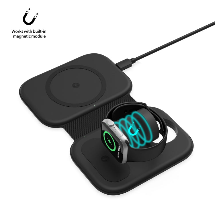 F20 3 in 1 15W Multi-function Magnetic Folding Wireless Charger for iPhone Series & Apple Watches & AirPods(Black) - Wireless Charger by buy2fix | Online Shopping UK | buy2fix