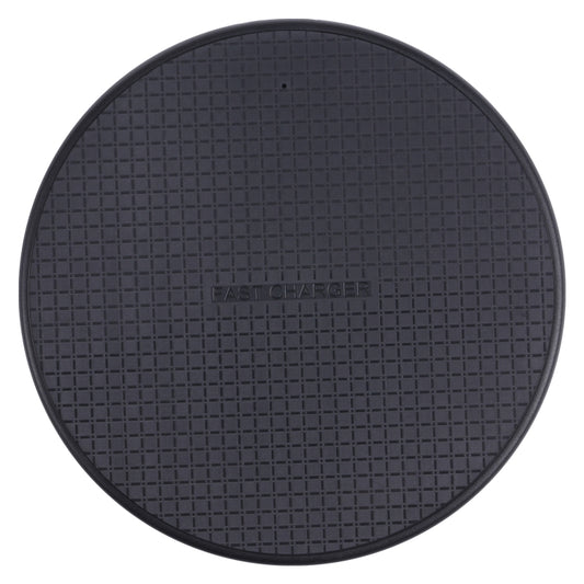 10W QI Plaid Pattern Round Plastic Wireless Charger (Black) by buy2fix