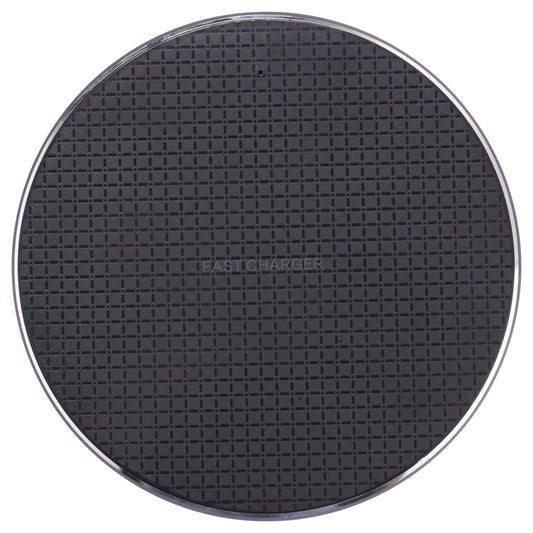 10W QI Plaid Pattern Round Metal Wireless Charger (Black) by buy2fix