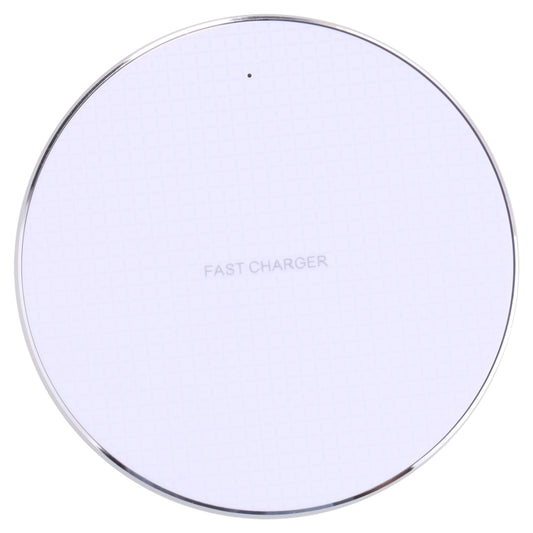10W QI Plaid Pattern Round Metal Wireless Charger (White) by buy2fix
