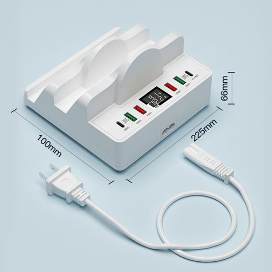 F6 Multifunctional Dual Wireless Charger with Phone Holder & Current Display, EU Plug by buy2fix