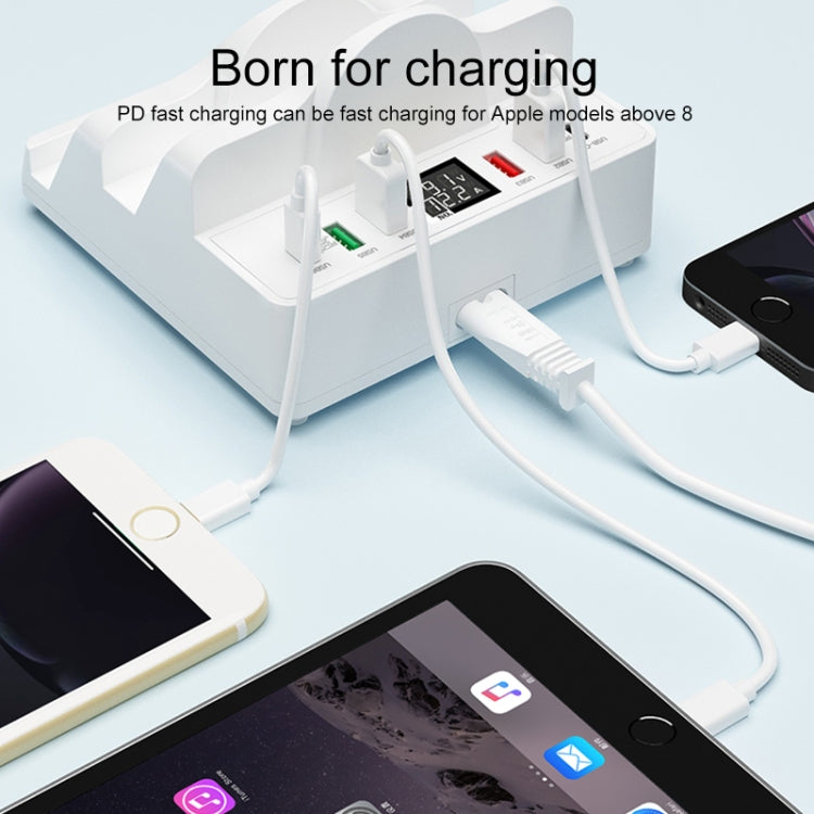 F6 Multifunctional Dual Wireless Charger with Phone Holder & Current Display, UK Plug - Multifunction Charger by buy2fix | Online Shopping UK | buy2fix