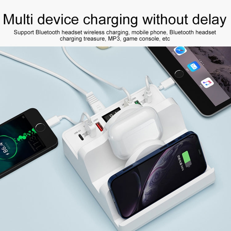 F6 Multifunctional Dual Wireless Charger with Phone Holder & Current Display, US Plug - Multifunction Charger by buy2fix | Online Shopping UK | buy2fix