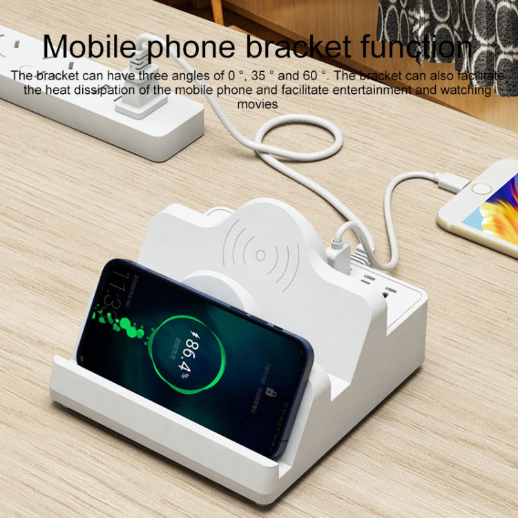 F6 Multifunctional Dual Wireless Charger with Phone Holder & Current Display, EU Plug by buy2fix