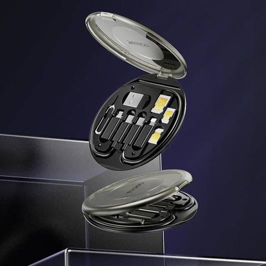 YESIDO CA118 6 in 1 Multifunctional Charging Data Cable Storage Box Suit(Black) by Yesido