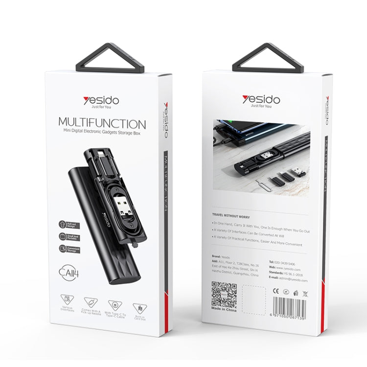 YESIDO CA114 5 in 1 Multifunctional Charging Data Cable Storage Box Suit (Black) by Yesido