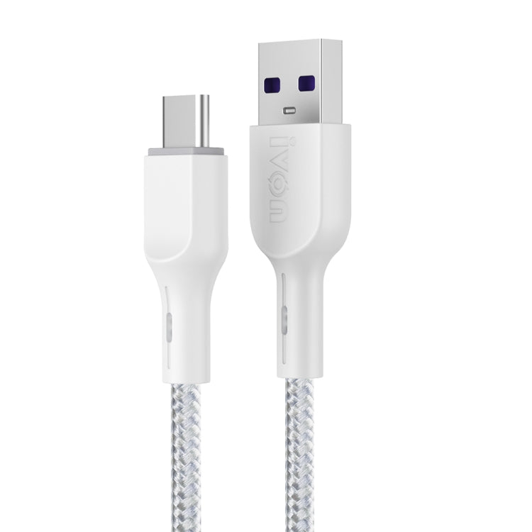 IVON CA85 Type-C / USB-C Super Fast Charging Data Cable, Length: 1m (White) - USB-C & Type-C Cable by IVON | Online Shopping UK | buy2fix