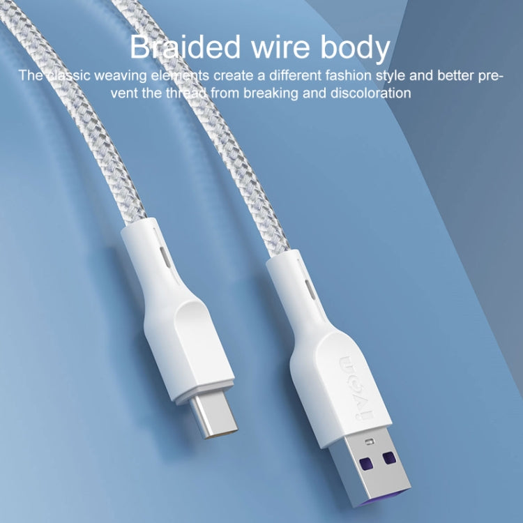 IVON CA85 Type-C / USB-C Super Fast Charging Data Cable, Length: 1m (White) - USB-C & Type-C Cable by IVON | Online Shopping UK | buy2fix