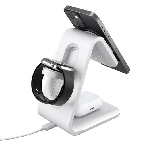 B17 3 in 1 Magnetic Wireless Vertical Charger (White) by buy2fix