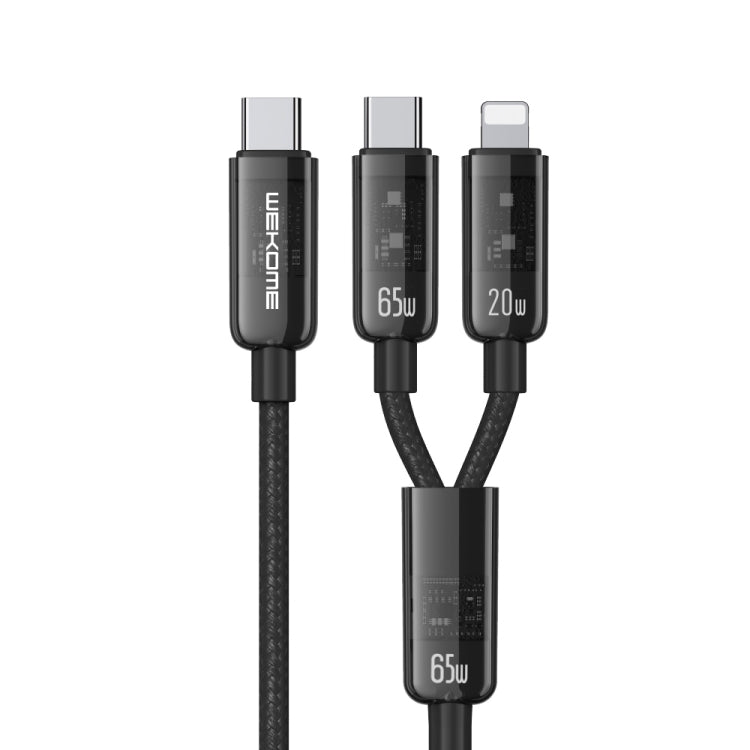 WK WDC-194 Pioneer Series 2 in 1 65W USB-C/Type-C to USB-C/Type-C+8 Pin Fast Charging Data Cable, Length: 1m(Black) - Multifunction Cable by WK | Online Shopping UK | buy2fix