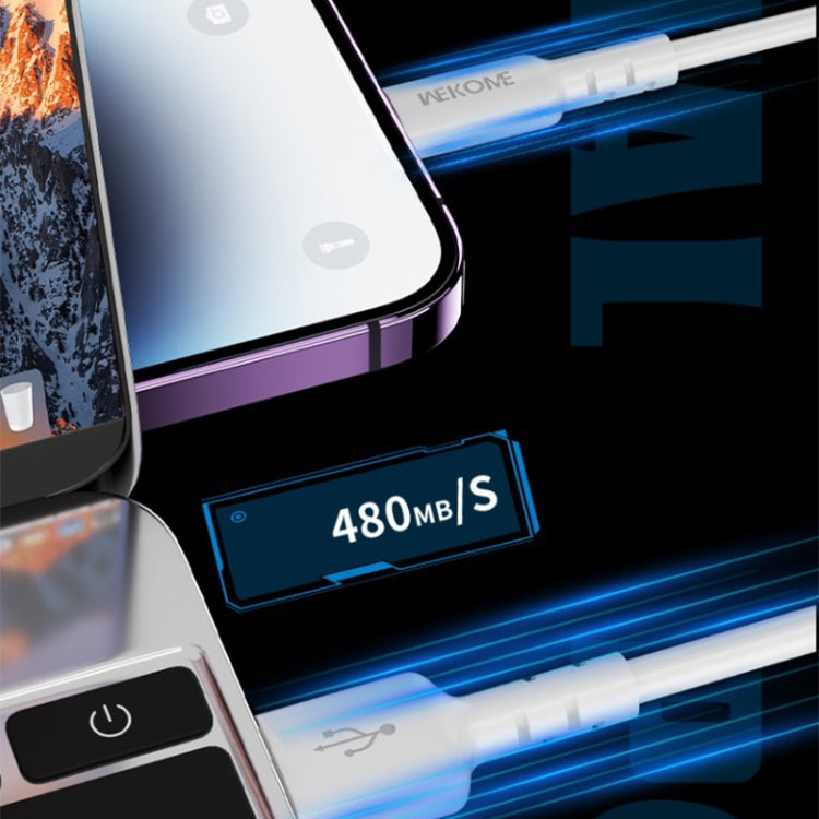 WEKOME WDC-01 Tidal Energy Series 2.4A USB to 8 Pin PVC Data Cable, Length: 1m (White) by WK