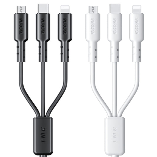 WEKOME WDC-02 Tidal Energy Series 3A USB to 8 Pin+Type-C+Micro USB 3 in 1 PVC Data Cable, Length: 1.2m (White) by WK