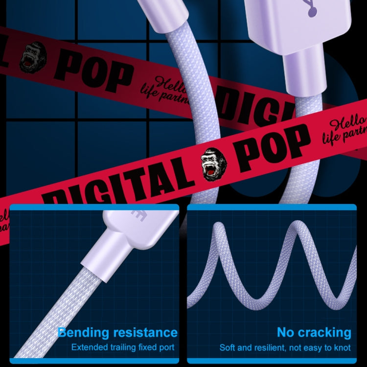 WEKOME WDC-03 Tidal Energy Series 2.4A USB to 8 Pin Braided Data Cable, Length: 1m (Black) by WK