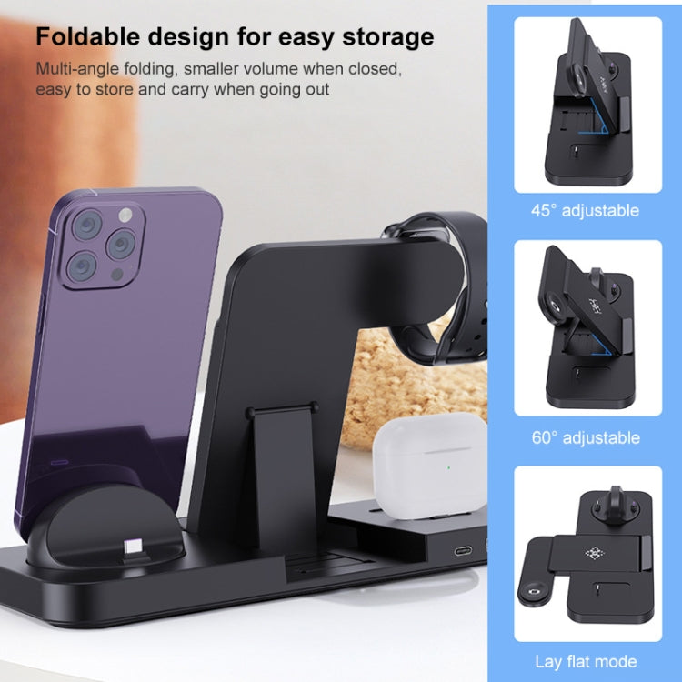 B21A 6 in 1 Multifunctional Foldable Vertical Wireless Charger (White) - Wireless Charger by buy2fix | Online Shopping UK | buy2fix