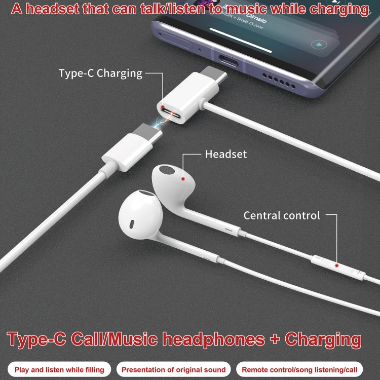 JBC-193 USB-C / Type-C Wired Control Earphone with USB-C / Type-C Interface Adapter, Support Charging / Calling by buy2fix