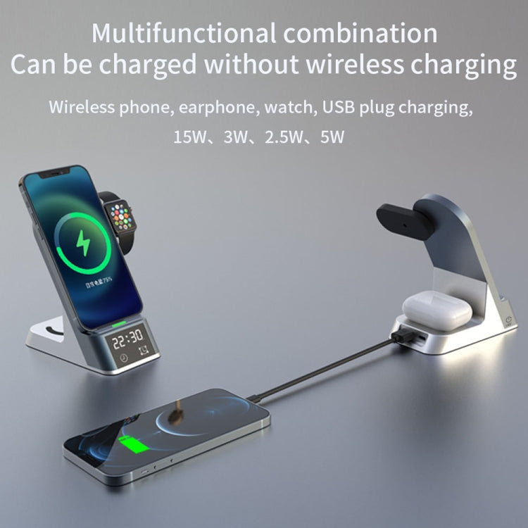 H35 6 in 1 15W Digital Display Magsafe Magnetic Wireless Charger with Alarm Clock Function by buy2fix