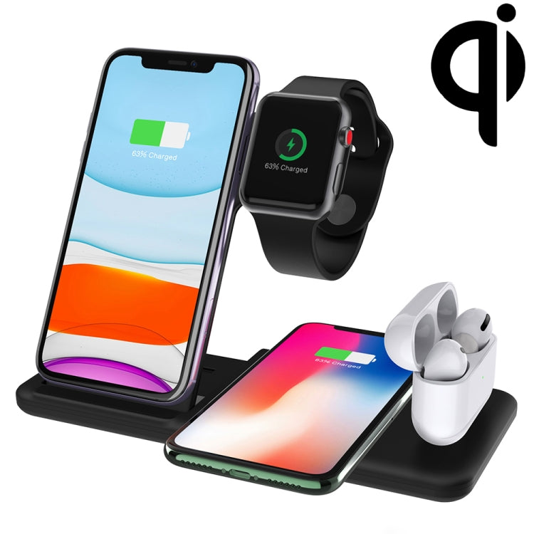 Q20 4 In 1 Wireless Charger Charging Holder Stand Station For iPhone / Apple Watch / AirPods, Support Dual Phones Charging (Black) - Wireless Charger by buy2fix | Online Shopping UK | buy2fix
