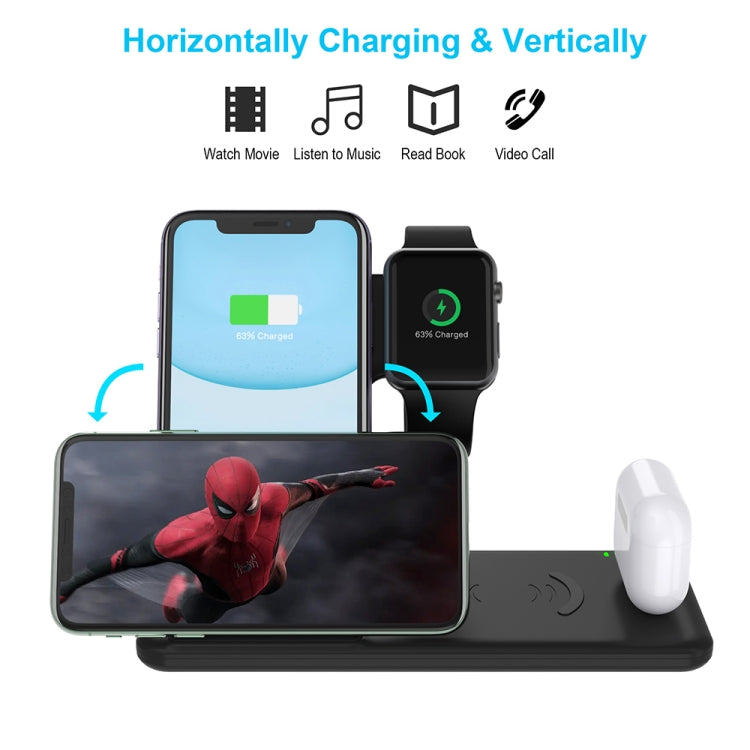 Q20 4 In 1 Wireless Charger Charging Holder Stand Station For iPhone / Apple Watch / AirPods, Support Dual Phones Charging (Black) - Wireless Charger by buy2fix | Online Shopping UK | buy2fix