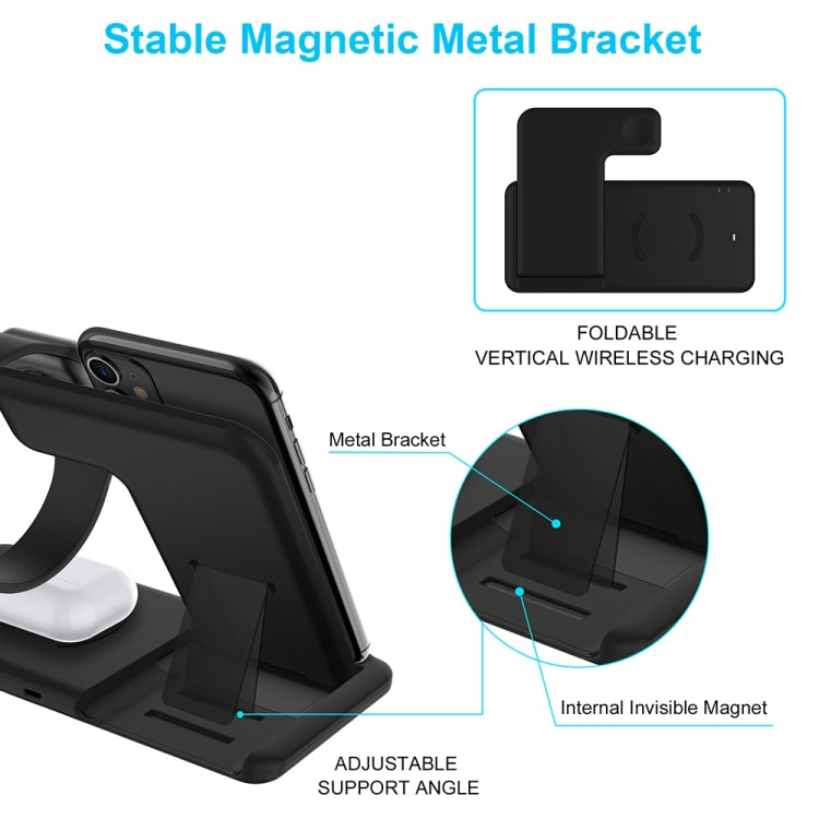 Q20 4 In 1 Wireless Charger Charging Holder Stand Station For iPhone / Apple Watch / AirPods, Support Dual Phones Charging (Black) - Wireless Charger by buy2fix | Online Shopping UK | buy2fix