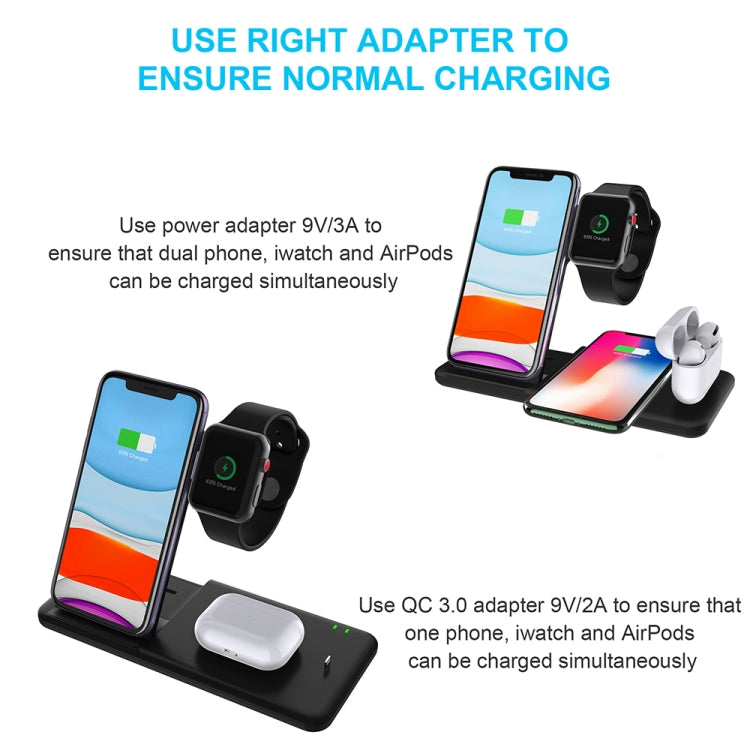 Q20 4 In 1 Wireless Charger Charging Holder Stand Station For iPhone / Apple Watch / AirPods, Support Dual Phones Charging (Black) - Wireless Charger by buy2fix | Online Shopping UK | buy2fix