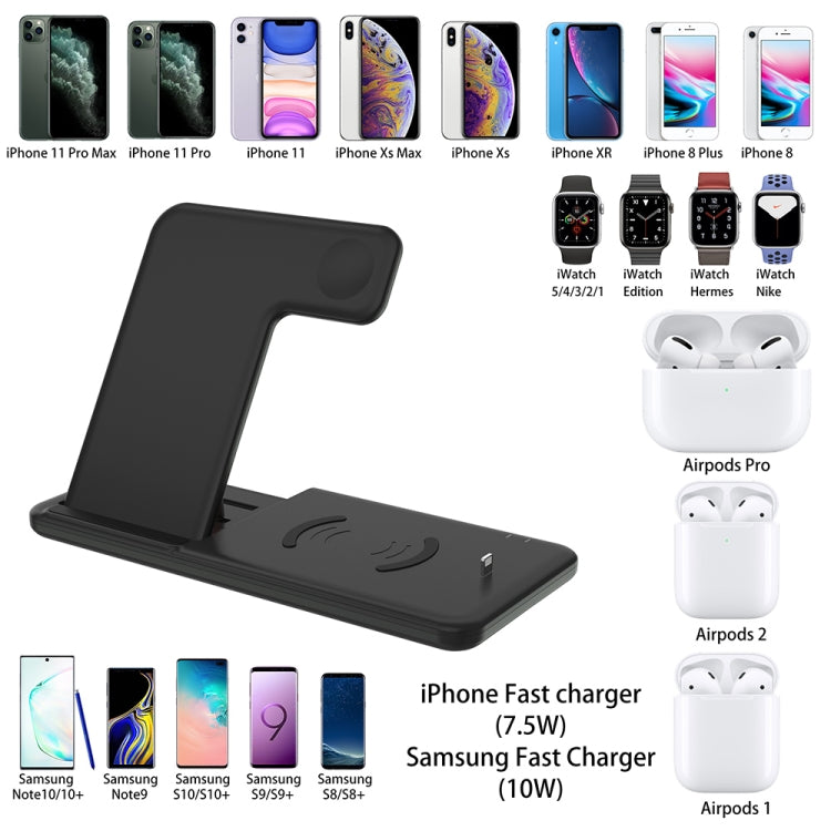 Q20 4 In 1 Wireless Charger Charging Holder Stand Station For iPhone / Apple Watch / AirPods, Support Dual Phones Charging (Black) - Wireless Charger by buy2fix | Online Shopping UK | buy2fix