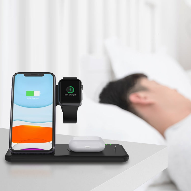 Q20 4 In 1 Wireless Charger Charging Holder Stand Station For iPhone / Apple Watch / AirPods, Support Dual Phones Charging (Black) - Wireless Charger by buy2fix | Online Shopping UK | buy2fix