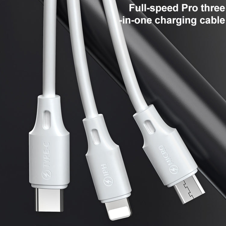 WK WDC-103 3A 3 In 1 8 Pin + Micro USB + Type-C / USB-C Fullspeed Pro Charging Data Cable, Length: 1.15m (White) - Multifunction Cable by WK | Online Shopping UK | buy2fix