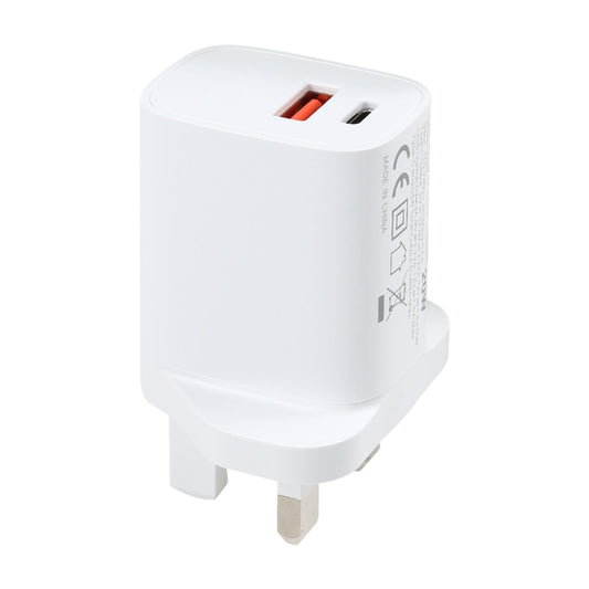 E087 20W USB-C / Type-C + USB Ports Fast Charging Travel Charger, UK Plug by buy2fix