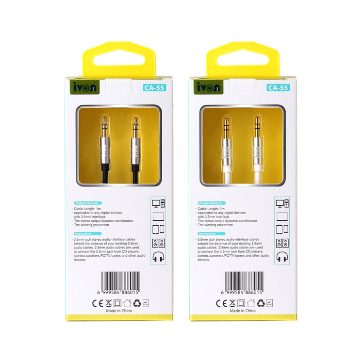 IVON CA55 3.5mm Male to Male AUX Audio Cable, Cable Length: 1m(Black) by IVON