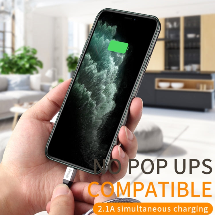 IVON CA89 2.1A USB to Micro USB Braid Fast Charge Data Cable, Cable Length: 1m (Grey) by IVON