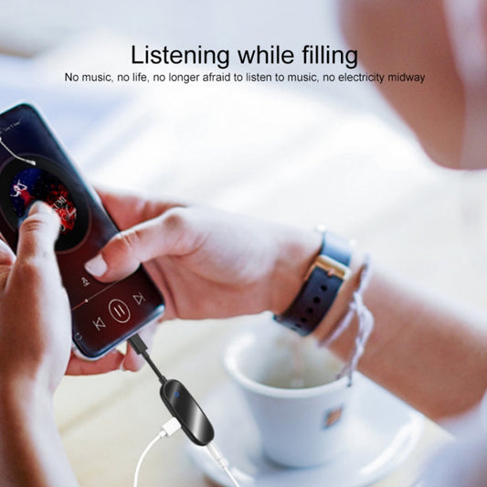 BK-325 2 in 1 8 Pin Male to 8 Pin Charging + 3.5mm Audio Female Earphone Adapter (Black) by buy2fix