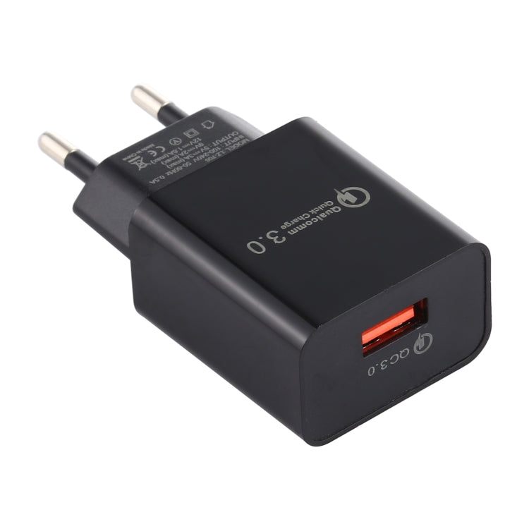 LZ-706 QC3.0 Single USB Port Travel Charger, EU Plug (Black) - USB Charger by buy2fix | Online Shopping UK | buy2fix