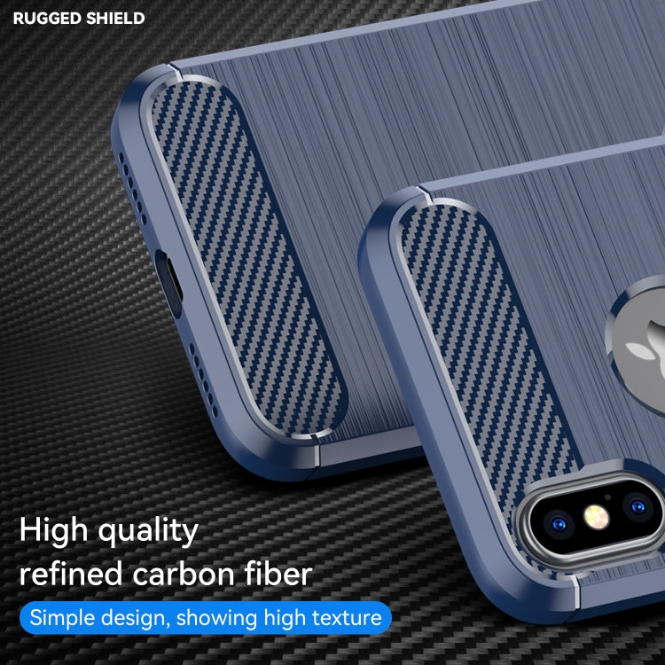 For iPhone X / XS Carbon Fiber TPU Brushed Texture Shockproof Protective Back Cover Case(navy) - More iPhone Cases by buy2fix | Online Shopping UK | buy2fix
