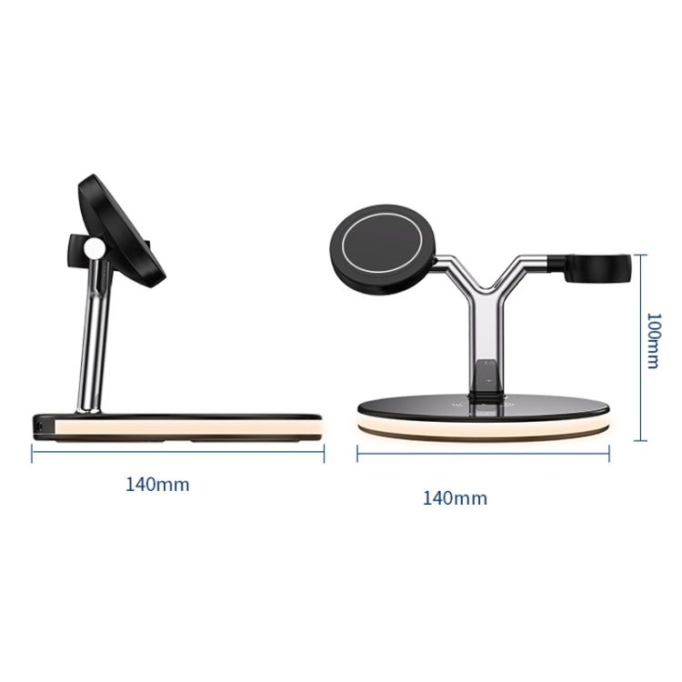 3 in 1 15W Multi-function Magnetic Wireless Charger for Mobile Phones & Apple Watches & AirPods 1 / 2 / Pro, with Colorful LED Light(White) - Apple Accessories by buy2fix | Online Shopping UK | buy2fix